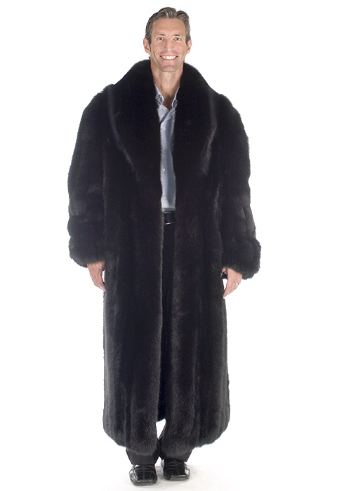 fox fur coat for men-men's real fur coat-black fox fur coat