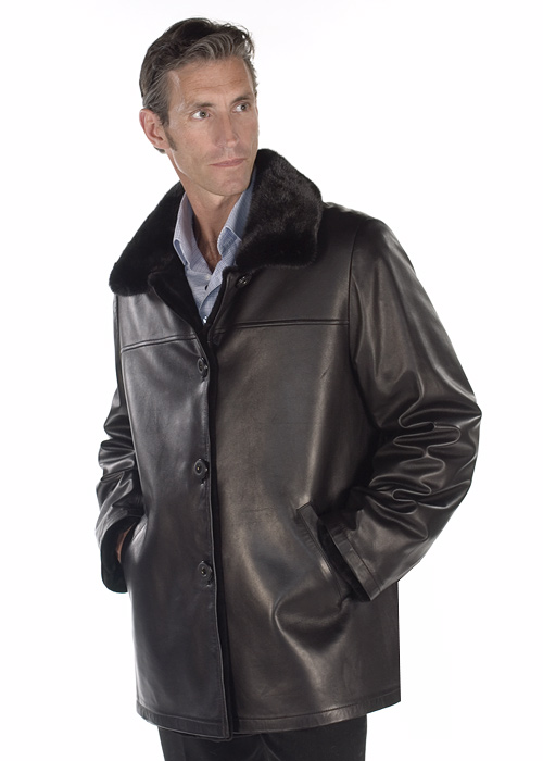 real mink fur filled jacket for men-original leather jacket reversible jacket