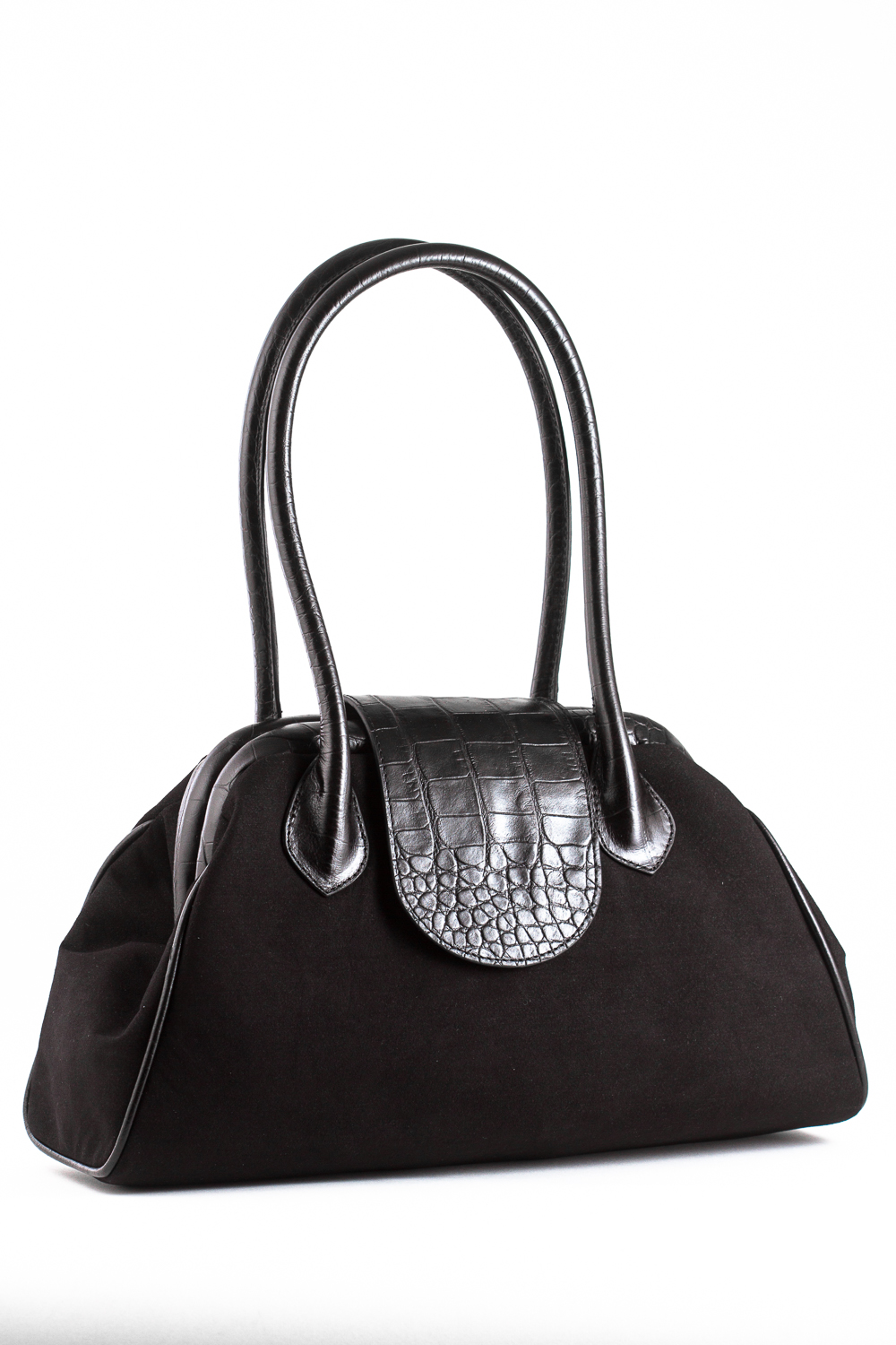 Black Ultra Suede Handbag - Doctor Bag Style