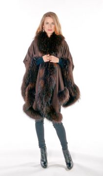 cashmere cape trim-finn raccoon