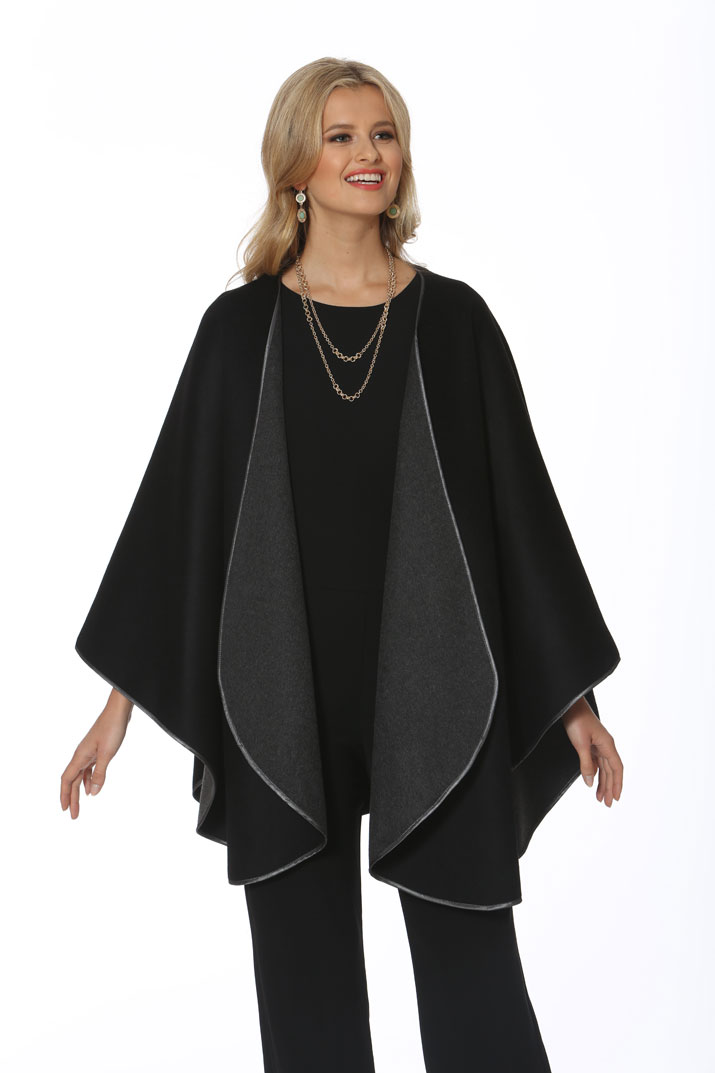 real fur cashmere cape-black-reversible-to-grey-plus size