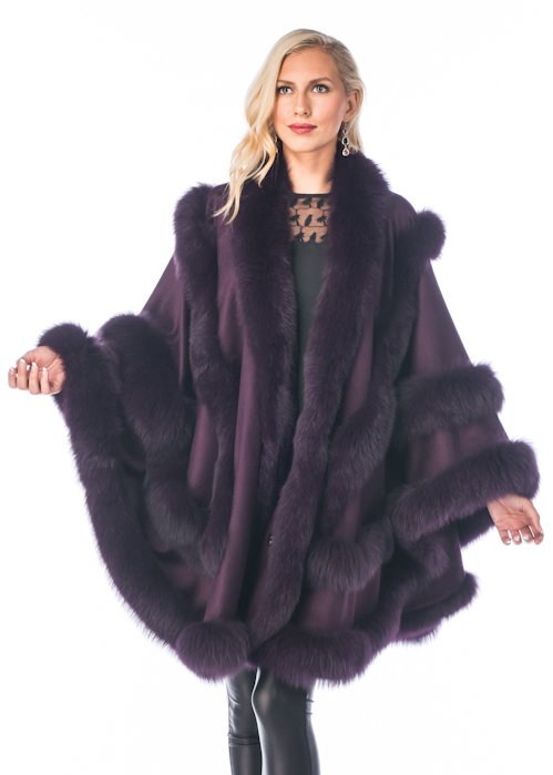 women's cashmere cape-purple plum-empress style