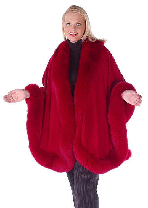 Cashmere Fur Trimmed Cape-Red Cashmere-Majestic – Madison Avenue Mall Furs
