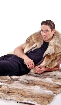 natural real coyote fur blanket-throw