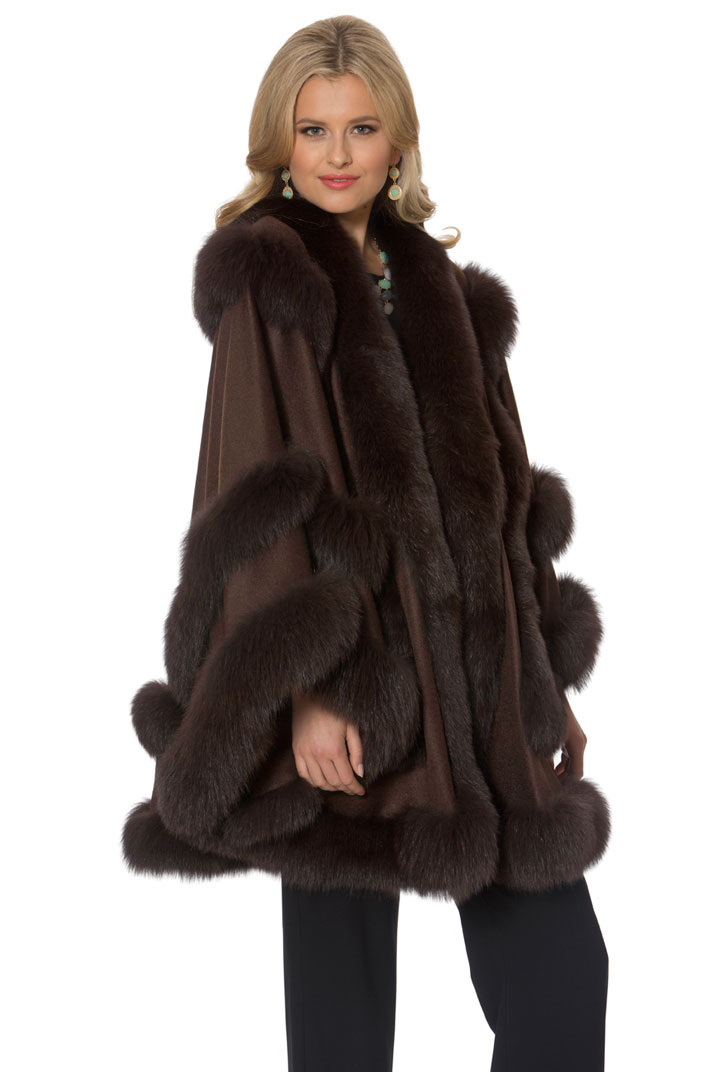 Dark Brown Cashmere Cape – Empress Style – Madison Avenue Mall Furs
