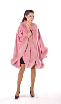 genuine cashmere fox fur cape-candy rose pink-majestic