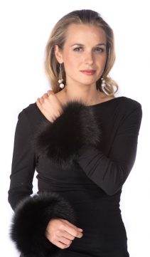 natural fur cuffs-fox fur black cuffs and collars
