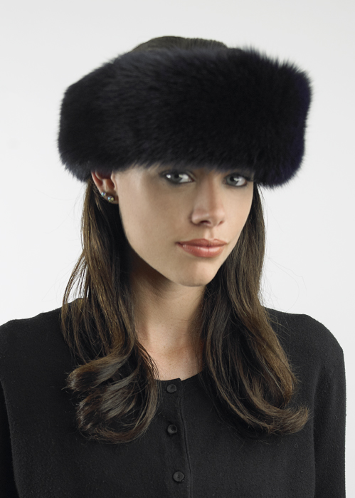 dark navy fox fur headband for women-fur headband