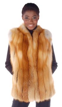 womens fox fur vest-real fur vest fox-fur vest real-natural red fox fur vest