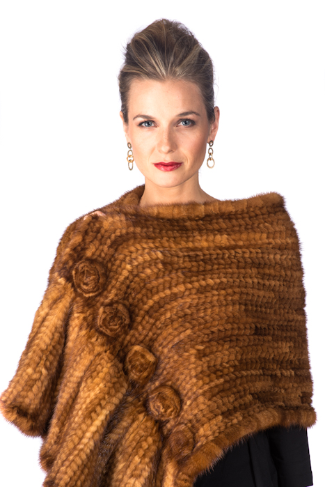 Queenshiny Womens Knitted Mink Fur Stole Cape