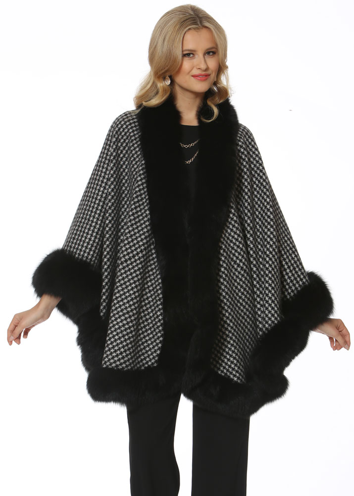 Black fur cape coat