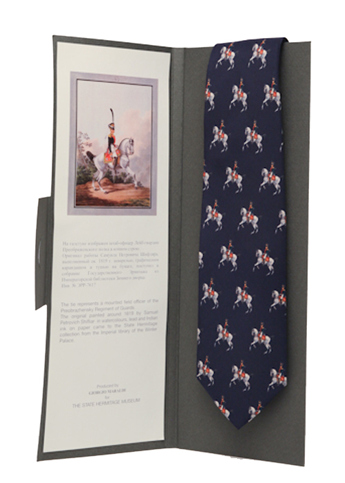 natural silk necktie-Italian-horse guards hermitage linne