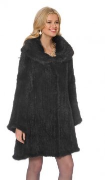 Women's Mink Coat Knitted-Large Cape Collar