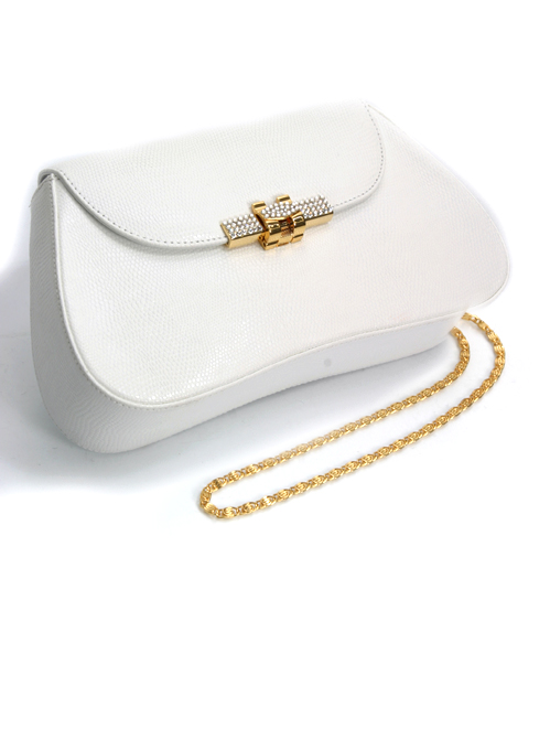 Leather Clutch – White Swarovksi Crystal Ornament – Madison Avenue Mall ...