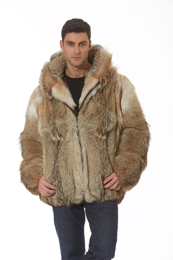 Coyote Mens Hooded Parka Jacket – Natural Coyote – Madison Avenue Mall Furs
