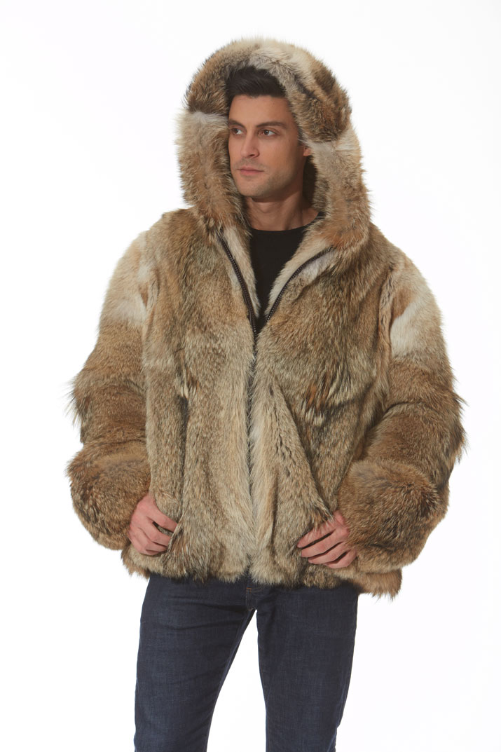 Coyote Mens Hooded Parka Jacket, Parka Coats With Fur Hood Mens