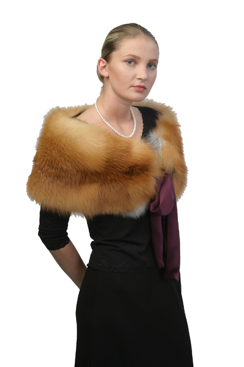 fox fur capelet-cape with fur trim-cape fox trim