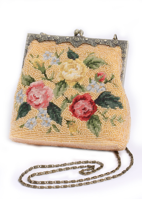 Needlepoint Evening Bag – Vintage Style Gold – Madison Avenue Mall Furs