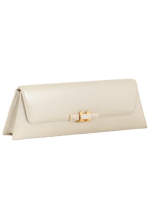 Pearlized Cream Leather Evening Bag | Madison Avenue Mall Furs