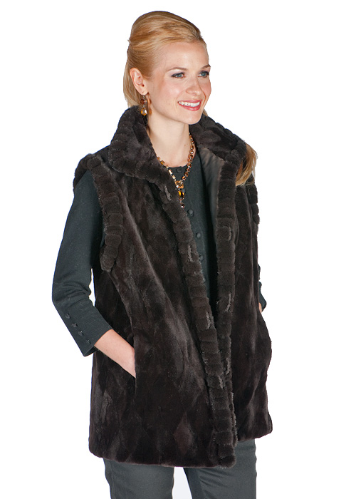 Sheared Brown Mink Vest Reversible-Grooved Collar – Madison Avenue Mall