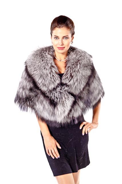 natural fur cape-silver fox fur cape-genuine fox fur cape