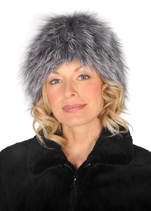 Silver Fox Stretch Hat – Stretch Fur Hat – Madison Avenue Mall Furs