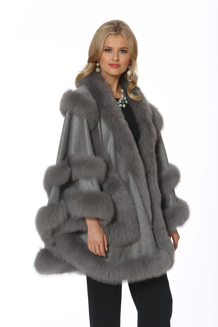 Soft Grey Cashmere Cape – Empress Style – Madison Avenue Mall Furs