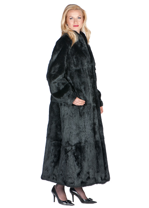 Black Rabbit Fur Coat-Mandarin Collar- Plus Size | Madison Avenue Mall Furs