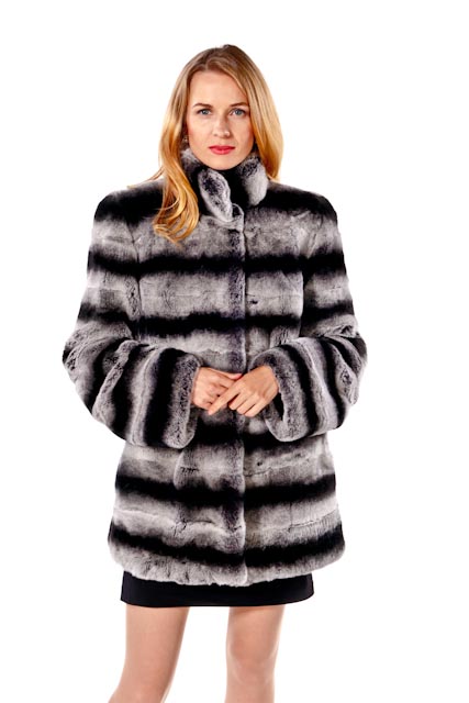 Chinchilla Rex Fur Jacket- Classic Wing Collar – Madison Avenue Mall Furs