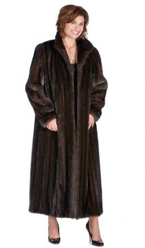 real mahogany mink fur coat-classic wing collar-female mink plus