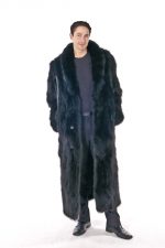 Mens Fox Coat – Black Sculptured Fox – Madison Avenue Mall Furs