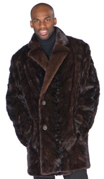 sculptured mahogany natural mink fur jacket-car coat for men