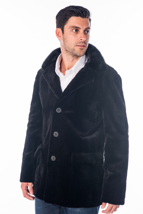 Men’s Sheared Mink Jacket – Notch Collar Blazer – Madison Avenue Mall Furs