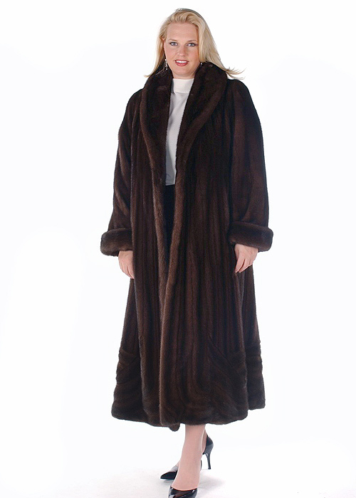 Mink Coat – Plus Size Mahogany Wave Design – Madison Avenue Furs