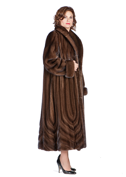 women's mink fur real coat-soft brown-cathedral penals-plus size