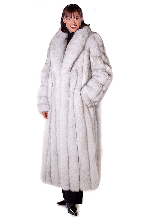 Natural Blue Fox Fur Coat w/ Shawl Collar | Madison Avenue Mall ...