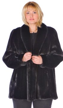 genuine mink fur jacket coat-plus size-ranch shawl collar