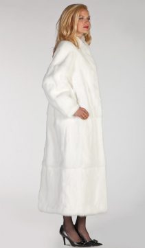 genuine rabbit fur fur coat-full length white rabbit fur coat