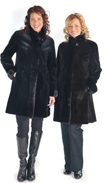 real sheared mink fur jacket-natural black-reversible to fabric