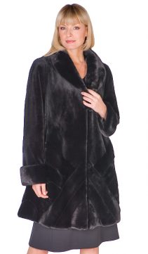 women's natural sheared mink fur jacket-herringbone design