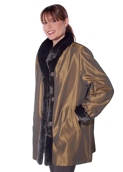 genuine real mink fur sheared jacket-reversible to fabric