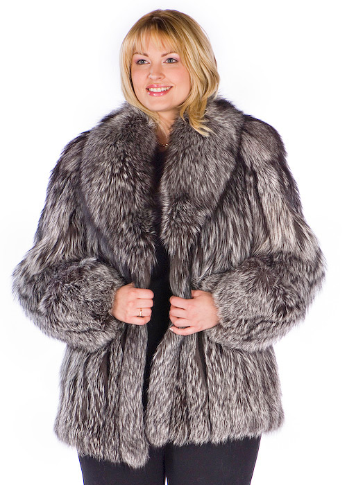 silver fox fur jacket-real-fox fur jacket plus size