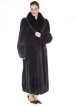 Black Fox Fur Coat Full Length, Long Black Fox Fur Coat