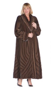 full length mink fur coat women's-soft brown-brushstrokes-design