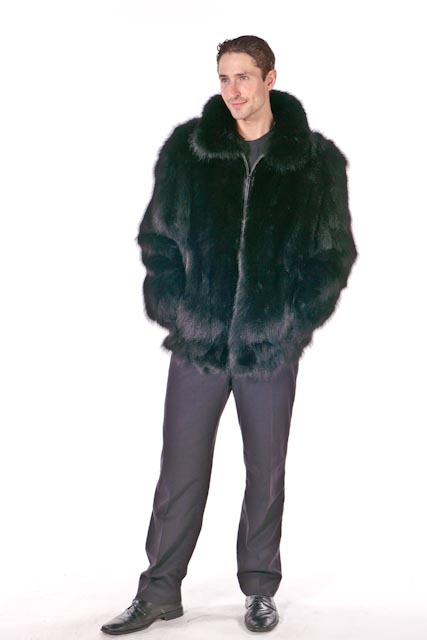 Mens Fox Jacket – Sculptured Black Fox – Madison Avenue Mall Furs
