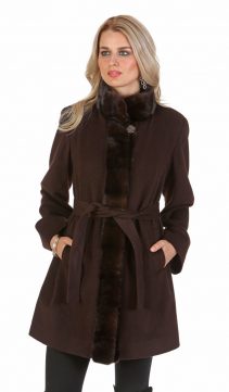real cashmere jacket women's-mink tuxedo trim-mahogany