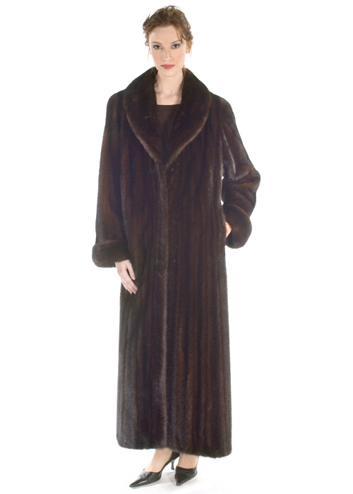 mink coat-mahogany female mink coat-shawl-collar