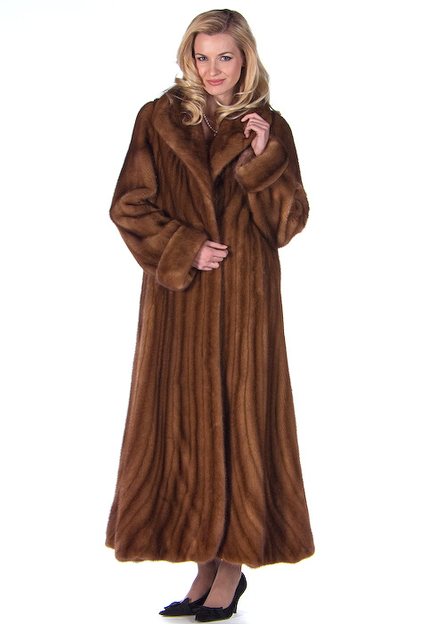 mink coat-womens real mink coat-trumpet-hemline-golden-mink