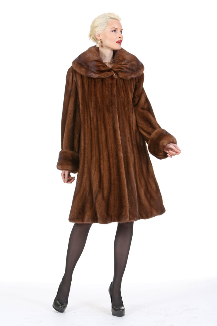 real mink fur jacket for women-designer mink coat-flowing flare