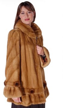 rosettes and ruffles golden mink fur jacket-real mink jacket